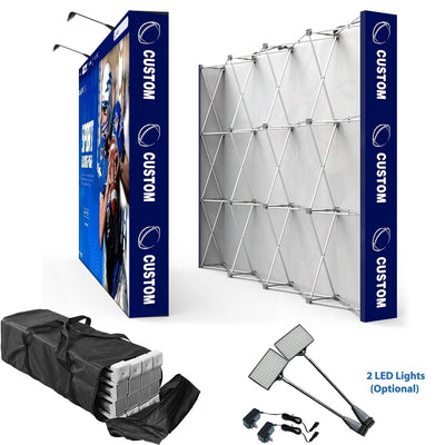 Custom Pop Up Display Trade Show Backdrop with Stand 7.5 x 7.5 FT Large Tension Fabric Backdrop Display Portable Tradeshow Booth Display Banner for Business,Campuses, Weddings, Corporate - Backdrop BlissCustom Pop Up Display Trade Show Backdrop with Stand 7.5 x 7.5 FT Large Tension Fabric Backdrop Display Portable Tradeshow Booth Display Banner for Business,Campuses, Weddings, Corporate