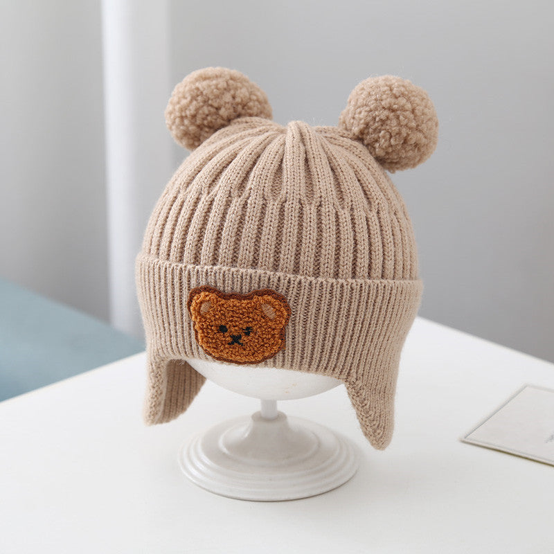Baby Hat Warm Earflaps Cap Cute Bear Baby Knitted Woolen Cap Backdrop Bliss