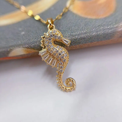 Fashion Zircon Seahorse Crab Pendant Necklace Backdrop Bliss