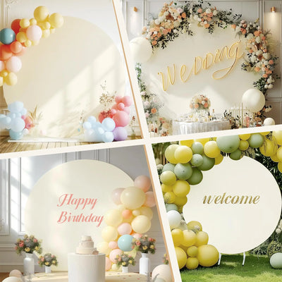 7.2FT Navy Blue Round Backdrop Cover for 5 to 7.2ft Circle Arch Stand - Haefoo Back to School Decoration Circle Backdrop Cover for Birthday, Wedding, Baby Shower Photography Background Party Decor Backdrop Bliss