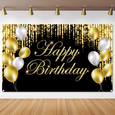 Black Gold Happy Birthday Banner Backdrop Large Yard Sign backgroud It's My Birthday Backdrop Baby Shower Party Indoor Outdoor Car Decoration Supplies for Men Women Boys Girls - Backdrop BlissBlack Gold Happy Birthday Banner Backdrop Large Yard Sign backgroud It's My Birthday Backdrop Baby Shower Party Indoor Outdoor Car Decoration Supplies for Men Women Boys Girls