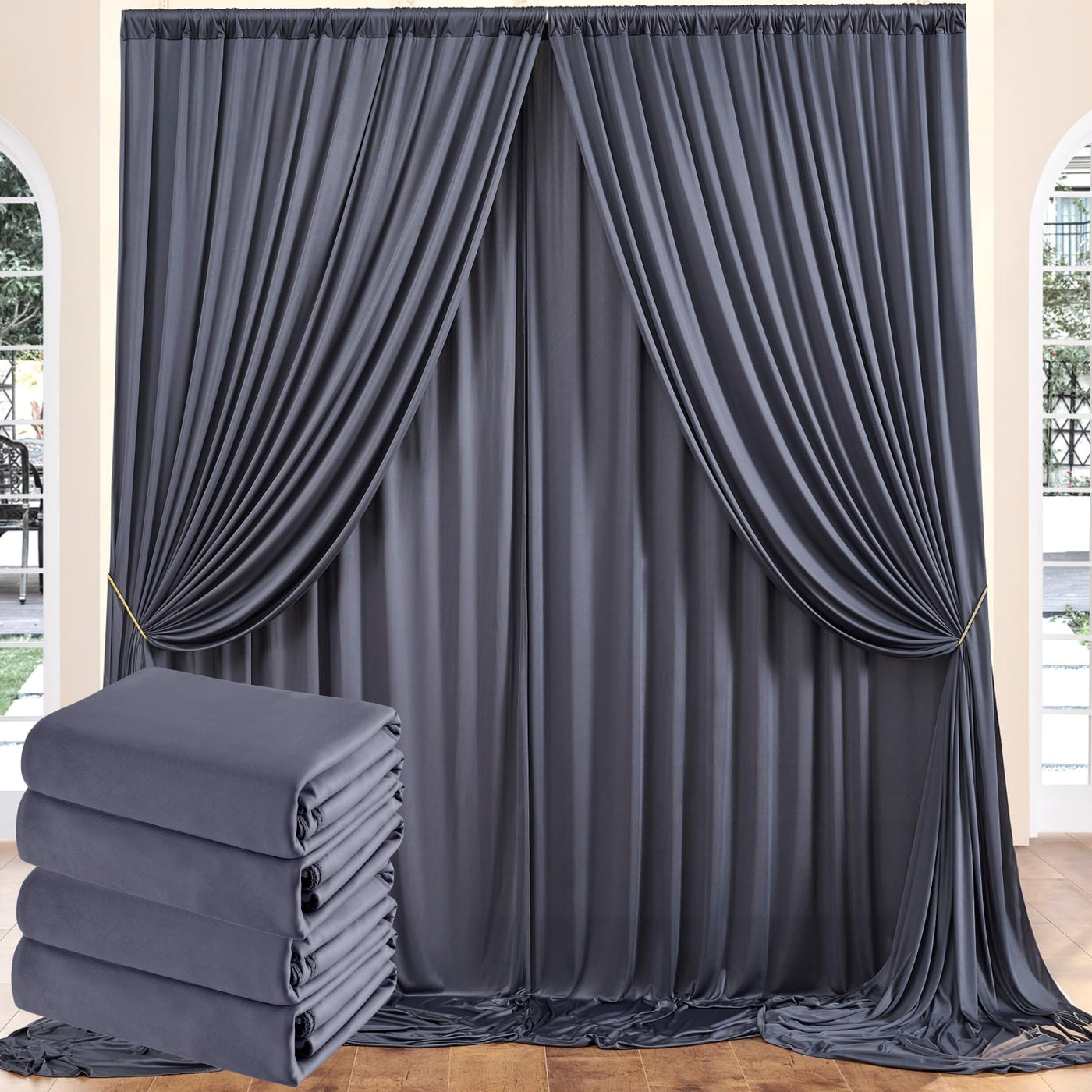 50 ft x 10 ft Wrinkle Free White Backdrop Curtain for Wedding Parties, Polyester Photo Backdrop Drapes for Baby Shower Birthday Party Backdrop Stand, Bulk Thick Background Curtains, 5x10FT 10 Panels - Backdrop Bliss50 ft x 10 ft Wrinkle Free White Backdrop Curtain for Wedding Parties, Polyester Photo Backdrop Drapes for Baby Shower Birthday Party Backdrop Stand, Bulk Thick Background Curtains, 5x10FT 10 Panels