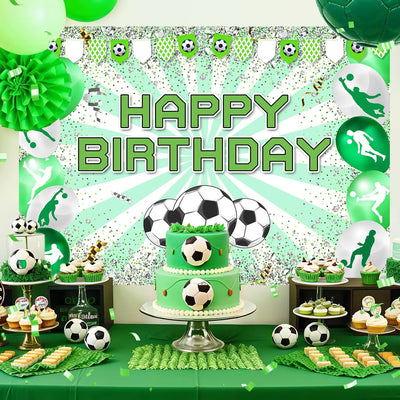 Football Happy Birthday Backdrop Banner Game Time Photography Background Fire Football Basketball Soccer Birthday Banner Decoration 7x5Ft Backdrop Bliss