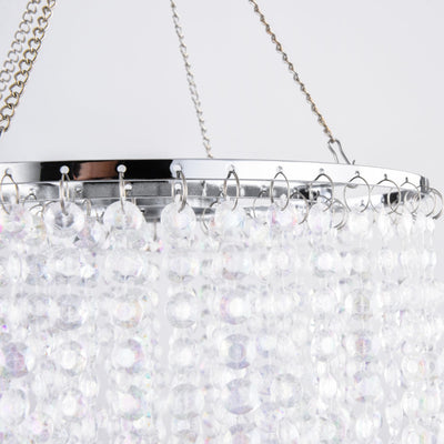 PAPAYA Modern Chrome Beaded Hanging Chandelier Shades (W8.7 x H13), Beads Pendant Shade with Acrylic Crystal, Ceiling Chandelier Beaded Lampshade for Wedding Party Event Home Decoration Backdrop Bliss