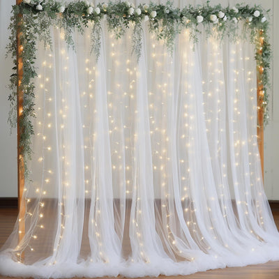 10x10ft Champagne Tulle Backdrop Curtain with Lights String for Parites, Sheer Backdrop Curtains for Wedding Baby Shower Birthday Party Photo Shoot Decorations - Backdrop Bliss10x10ft Champagne Tulle Backdrop Curtain with Lights String for Parites, Sheer Backdrop Curtains for Wedding Baby Shower Birthday Party Photo Shoot Decorations