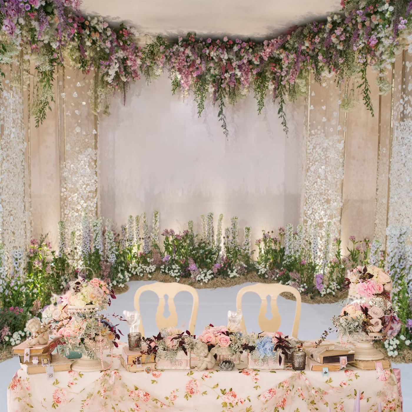 Baocicco 10x10ft Wedding Backdrop Beautiful Curtains Romantic Floral Decorations Flower Clusters Photography Background Wedding Ceremony Bridal Shower Birthday Children Adults Portrait Studio - Backdrop BlissBaocicco 10x10ft Wedding Backdrop Beautiful Curtains Romantic Floral Decorations Flower Clusters Photography Background Wedding Ceremony Bridal Shower Birthday Children Adults Portrait Studio