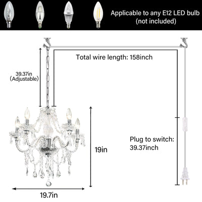 PAPAYA Modern Chrome Beaded Hanging Chandelier Shades (W8.7 x H13), Beads Pendant Shade with Acrylic Crystal, Ceiling Chandelier Beaded Lampshade for Wedding Party Event Home Decoration Backdrop Bliss