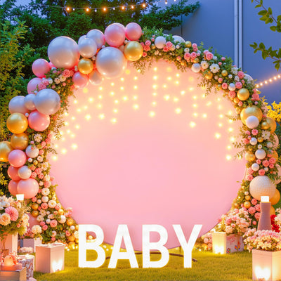 7.2 ft White Round Backdrop Cover with Lights Circle Wedding Arch Backdrop Cover with Fairy Lights for Bridal Shower Ceremony Birthday Baby Shower Photography Photo Shoot Background Decorations - Backdrop Bliss7.2 ft White Round Backdrop Cover with Lights Circle Wedding Arch Backdrop Cover with Fairy Lights for Bridal Shower Ceremony Birthday Baby Shower Photography Photo Shoot Background Decorations