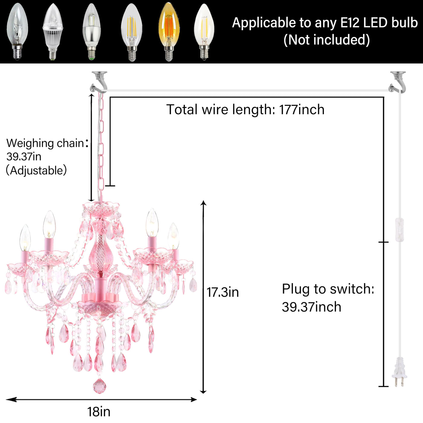 PAPAYA Modern Chrome Beaded Hanging Chandelier Shades (W8.7 x H13), Beads Pendant Shade with Acrylic Crystal, Ceiling Chandelier Beaded Lampshade for Wedding Party Event Home Decoration Backdrop Bliss