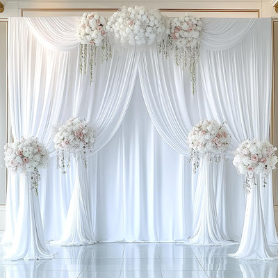40FTx12FT White Wrinkle - Free Wedding Backdrop Curtain - Silky Washable White Polyester Drapes for Baby Showers, Birthday Parties, Photography, and Wedding Receptions - 8 Panels 5FTx12FT - Backdrop Bliss40FTx12FT White Wrinkle - Free Wedding Backdrop Curtain - Silky Washable White Polyester Drapes for Baby Showers, Birthday Parties, Photography, and Wedding Receptions - 8 Panels 5FTx12FT