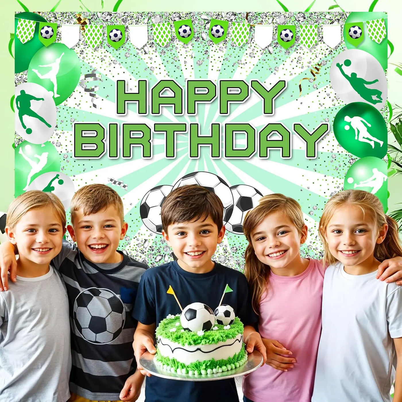 Football Happy Birthday Backdrop Banner Game Time Photography Background Fire Football Basketball Soccer Birthday Banner Decoration 7x5Ft Backdrop Bliss