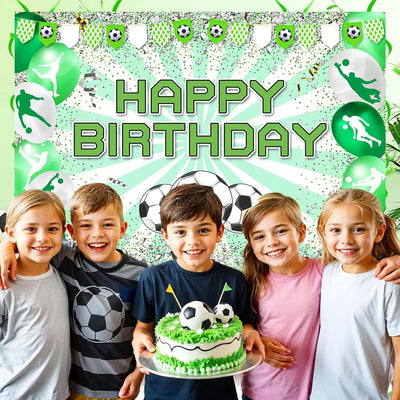 Football Happy Birthday Backdrop Banner Game Time Photography Background Fire Football Basketball Soccer Birthday Banner Decoration 7x5Ft Backdrop Bliss