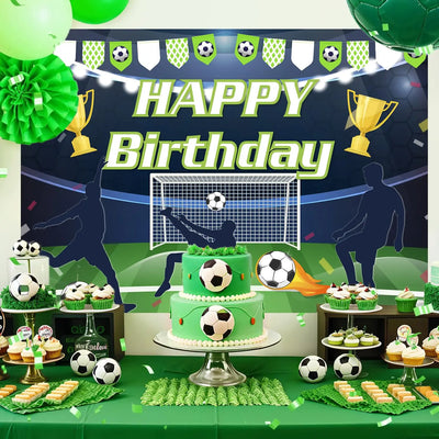 Football Happy Birthday Backdrop Banner Game Time Photography Background Fire Football Basketball Soccer Birthday Banner Decoration 7x5Ft Backdrop Bliss