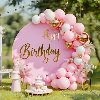 7.2FT Navy Blue Round Backdrop Cover for 5 to 7.2ft Circle Arch Stand - Haefoo Back to School Decoration Circle Backdrop Cover for Birthday, Wedding, Baby Shower Photography Background Party Decor Backdrop Bliss