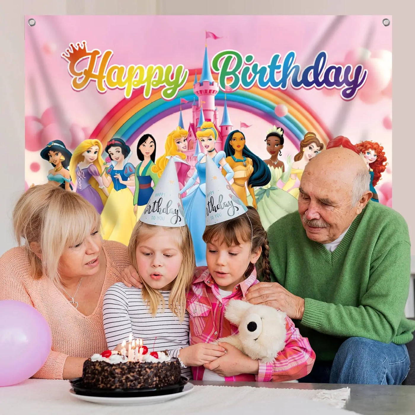 Princess Backdrop, 7x5ft Princess Birthday Party Decorations, Prin Cess Backdrop for Girls Birthday, Happy Birthday Prin Cess Party Photography Decoration Indoor Outdoor Backdrop Bliss