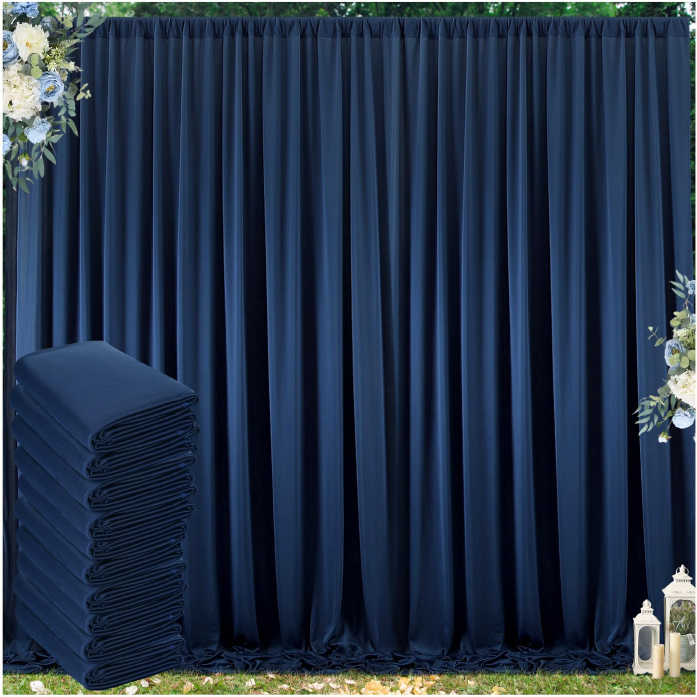 50 ft x 10 ft Wrinkle Free White Backdrop Curtain for Wedding Parties, Polyester Photo Backdrop Drapes for Baby Shower Birthday Party Backdrop Stand, Bulk Thick Background Curtains, 5x10FT 10 Panels - Backdrop Bliss50 ft x 10 ft Wrinkle Free White Backdrop Curtain for Wedding Parties, Polyester Photo Backdrop Drapes for Baby Shower Birthday Party Backdrop Stand, Bulk Thick Background Curtains, 5x10FT 10 Panels