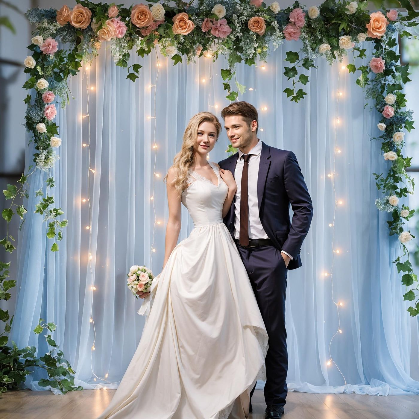 10x10ft Champagne Tulle Backdrop Curtain with Lights String for Parites, Sheer Backdrop Curtains for Wedding Baby Shower Birthday Party Photo Shoot Decorations - Backdrop Bliss10x10ft Champagne Tulle Backdrop Curtain with Lights String for Parites, Sheer Backdrop Curtains for Wedding Baby Shower Birthday Party Photo Shoot Decorations