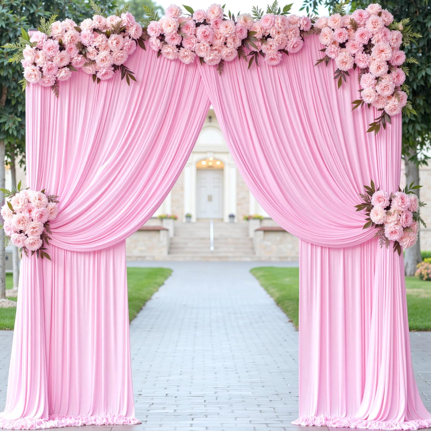 50 ft x 10 ft Wrinkle Free White Backdrop Curtain for Wedding Parties, Polyester Photo Backdrop Drapes for Baby Shower Birthday Party Backdrop Stand, Bulk Thick Background Curtains, 5x10FT 10 Panels - Backdrop Bliss50 ft x 10 ft Wrinkle Free White Backdrop Curtain for Wedding Parties, Polyester Photo Backdrop Drapes for Baby Shower Birthday Party Backdrop Stand, Bulk Thick Background Curtains, 5x10FT 10 Panels