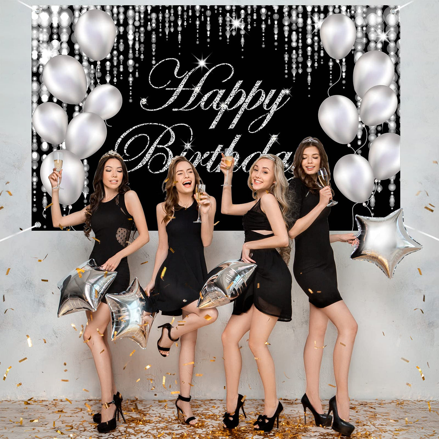 Black Gold Happy Birthday Banner Backdrop Large Yard Sign backgroud It's My Birthday Backdrop Baby Shower Party Indoor Outdoor Car Decoration Supplies for Men Women Boys Girls - Backdrop BlissBlack Gold Happy Birthday Banner Backdrop Large Yard Sign backgroud It's My Birthday Backdrop Baby Shower Party Indoor Outdoor Car Decoration Supplies for Men Women Boys Girls