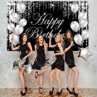 Black Gold Happy Birthday Banner Backdrop Large Yard Sign backgroud It's My Birthday Backdrop Baby Shower Party Indoor Outdoor Car Decoration Supplies for Men Women Boys Girls - Backdrop BlissBlack Gold Happy Birthday Banner Backdrop Large Yard Sign backgroud It's My Birthday Backdrop Baby Shower Party Indoor Outdoor Car Decoration Supplies for Men Women Boys Girls