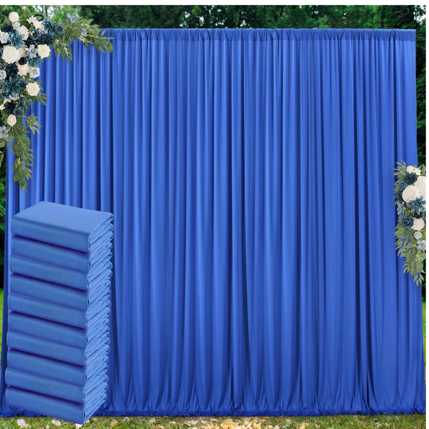 50 ft x 10 ft Wrinkle Free White Backdrop Curtain for Wedding Parties, Polyester Photo Backdrop Drapes for Baby Shower Birthday Party Backdrop Stand, Bulk Thick Background Curtains, 5x10FT 10 Panels - Backdrop Bliss50 ft x 10 ft Wrinkle Free White Backdrop Curtain for Wedding Parties, Polyester Photo Backdrop Drapes for Baby Shower Birthday Party Backdrop Stand, Bulk Thick Background Curtains, 5x10FT 10 Panels