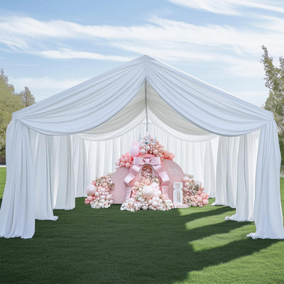 40FTx12FT White Wrinkle - Free Wedding Backdrop Curtain - Silky Washable White Polyester Drapes for Baby Showers, Birthday Parties, Photography, and Wedding Receptions - 8 Panels 5FTx12FT - Backdrop Bliss40FTx12FT White Wrinkle - Free Wedding Backdrop Curtain - Silky Washable White Polyester Drapes for Baby Showers, Birthday Parties, Photography, and Wedding Receptions - 8 Panels 5FTx12FT