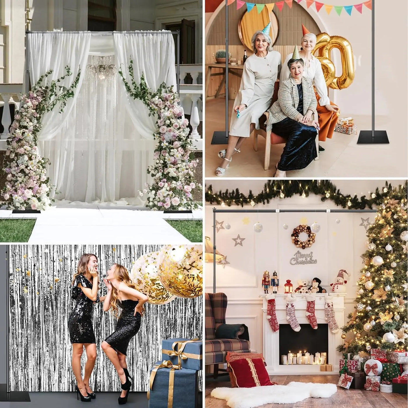 Backdrop Stand, 6.5ft Height 9ft Width Adjustable Photography Background Support Poles with Heavy Duty Flat Base, Photo Metal Steel Pipe and Drape Frame Kit for Parties Birthday Wedding - Backdrop BlissBackdrop Stand, 6.5ft Height 9ft Width Adjustable Photography Background Support Poles with Heavy Duty Flat Base, Photo Metal Steel Pipe and Drape Frame Kit for Parties Birthday Wedding