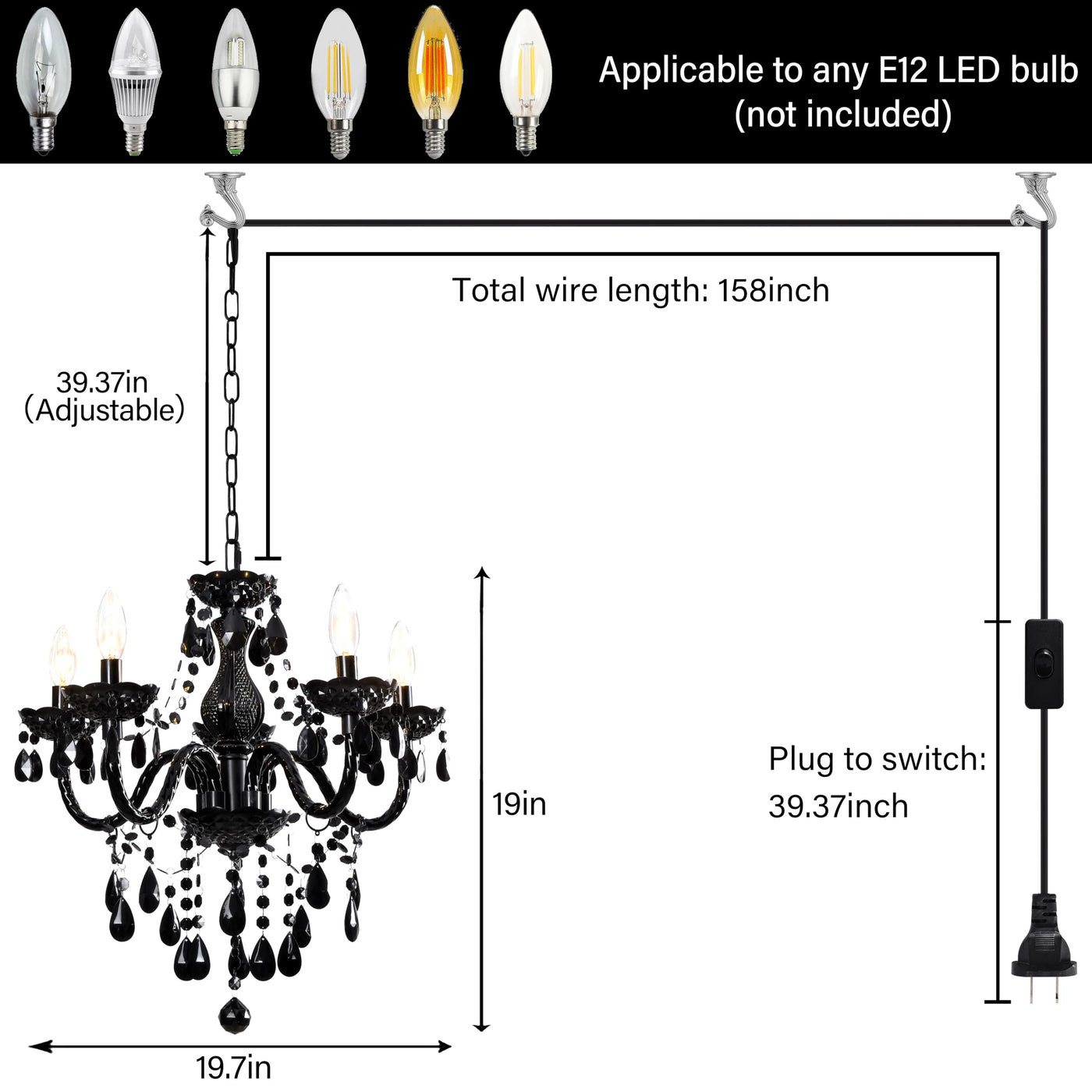 PAPAYA Modern Chrome Beaded Hanging Chandelier Shades (W8.7 x H13), Beads Pendant Shade with Acrylic Crystal, Ceiling Chandelier Beaded Lampshade for Wedding Party Event Home Decoration Backdrop Bliss
