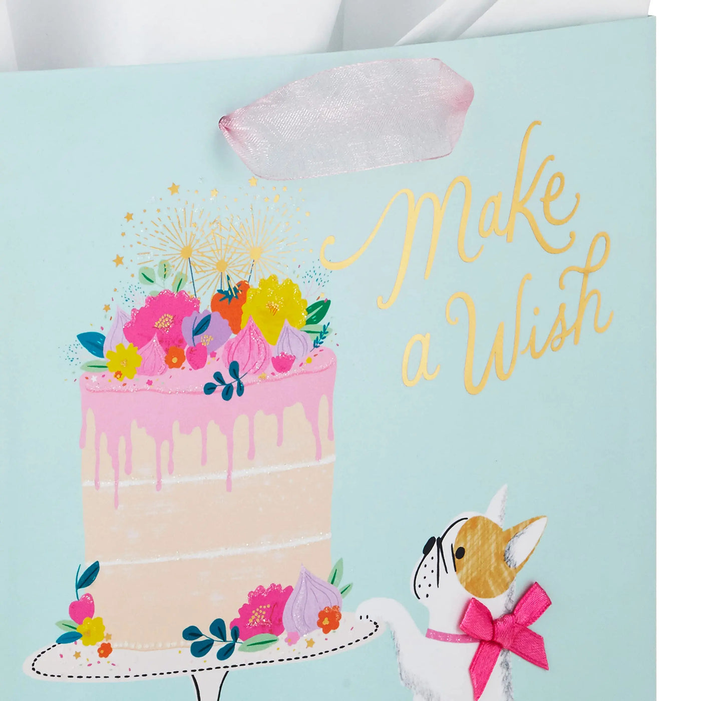 Hallmark Signature 7" Medium Birthday Gift Bag with Tissue Paper (Pink Flowers) Backdrop Bliss