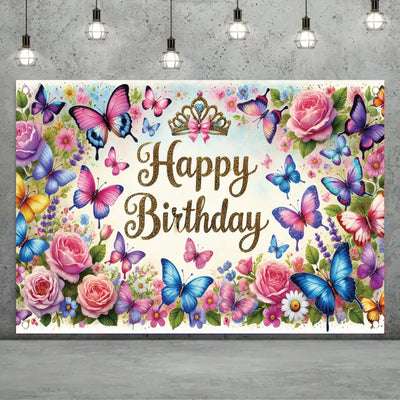 Happy Birthday Backdrop Banner Rose Gold Glitter Floral Photography Background for Women Girls Lady Wedding Baby Shower Birthday Supplies Photo Props Party Decorations Cake Table 6x4ft - Backdrop BlissHappy Birthday Backdrop Banner Rose Gold Glitter Floral Photography Background for Women Girls Lady Wedding Baby Shower Birthday Supplies Photo Props Party Decorations Cake Table 6x4ft