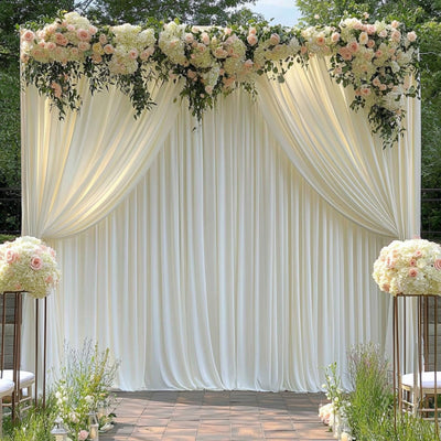 50 ft x 10 ft Wrinkle Free White Backdrop Curtain for Wedding Parties, Polyester Photo Backdrop Drapes for Baby Shower Birthday Party Backdrop Stand, Bulk Thick Background Curtains, 5x10FT 10 Panels - Backdrop Bliss50 ft x 10 ft Wrinkle Free White Backdrop Curtain for Wedding Parties, Polyester Photo Backdrop Drapes for Baby Shower Birthday Party Backdrop Stand, Bulk Thick Background Curtains, 5x10FT 10 Panels