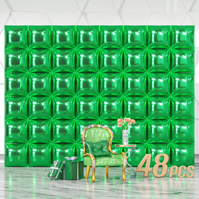 NISOCY 48PCS Green Square Foil Balloons Wall Backdrop Double Sided Green Balloons Tunnel Arch Kit for Baby Shower Birthday Anniversary Summer Party Decoration Backdrop Bliss