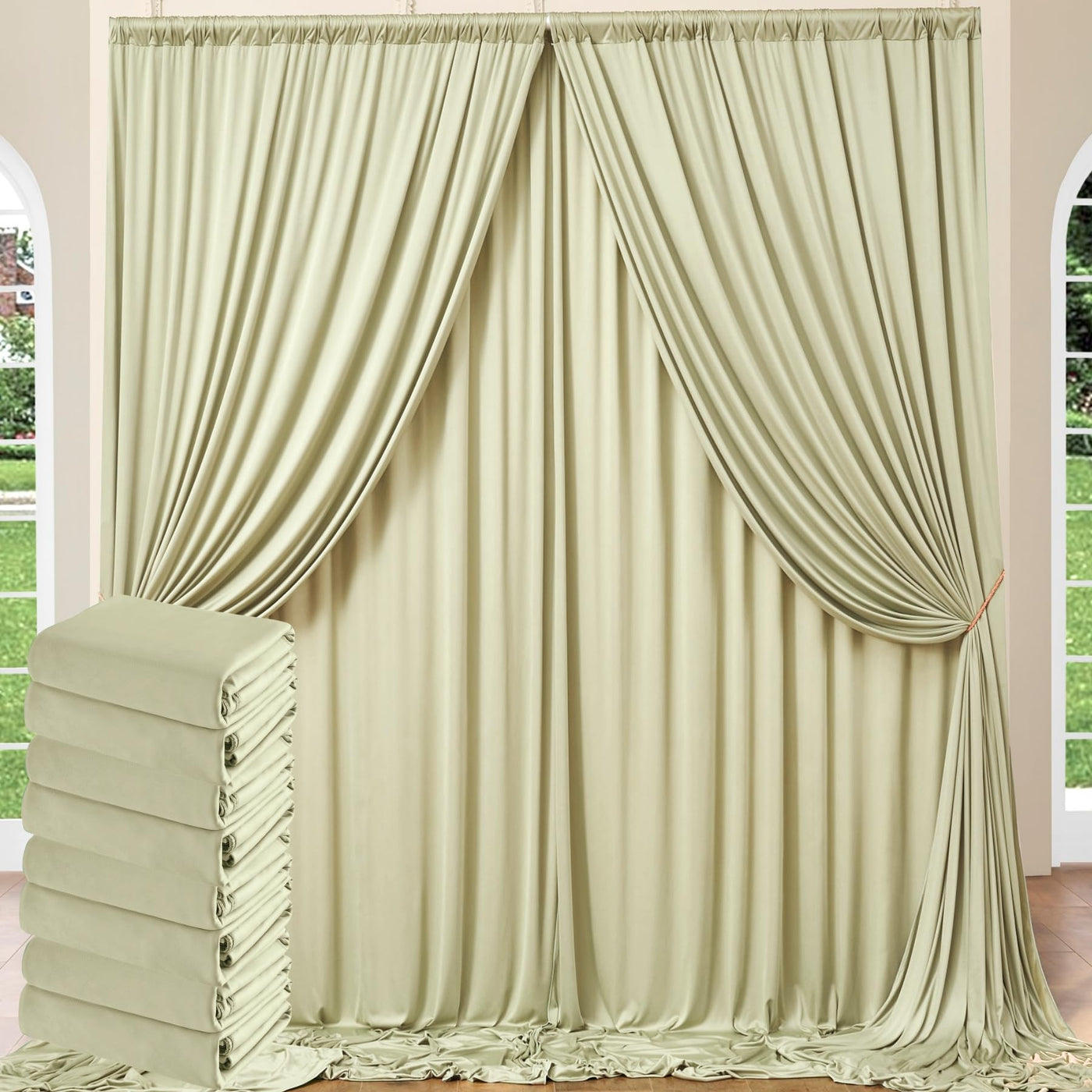 50 ft x 10 ft Wrinkle Free White Backdrop Curtain for Wedding Parties, Polyester Photo Backdrop Drapes for Baby Shower Birthday Party Backdrop Stand, Bulk Thick Background Curtains, 5x10FT 10 Panels - Backdrop Bliss50 ft x 10 ft Wrinkle Free White Backdrop Curtain for Wedding Parties, Polyester Photo Backdrop Drapes for Baby Shower Birthday Party Backdrop Stand, Bulk Thick Background Curtains, 5x10FT 10 Panels