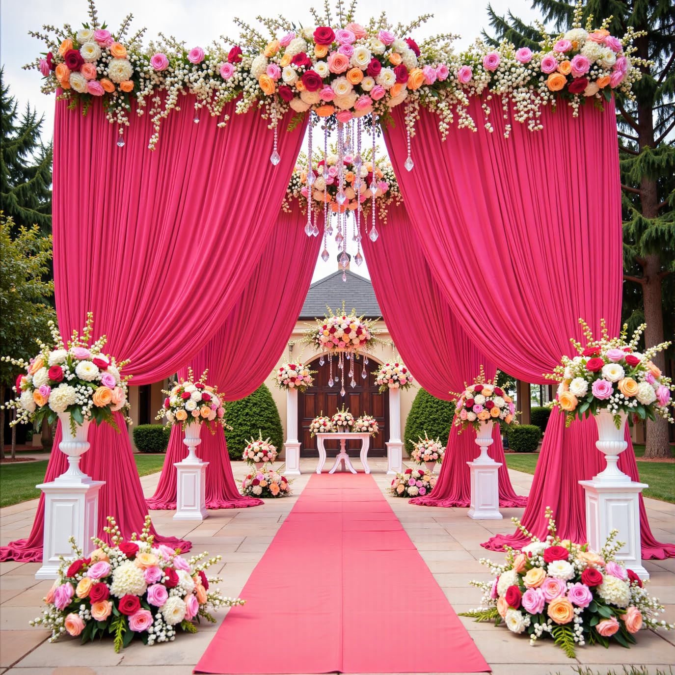 50 ft x 10 ft Wrinkle Free White Backdrop Curtain for Wedding Parties, Polyester Photo Backdrop Drapes for Baby Shower Birthday Party Backdrop Stand, Bulk Thick Background Curtains, 5x10FT 10 Panels - Backdrop Bliss50 ft x 10 ft Wrinkle Free White Backdrop Curtain for Wedding Parties, Polyester Photo Backdrop Drapes for Baby Shower Birthday Party Backdrop Stand, Bulk Thick Background Curtains, 5x10FT 10 Panels