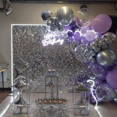 Pink Shimmer Wall Backdrop 24 Panels Cover 6 x 4 Ft, Photo Backdrops for Wedding,Anniversary,Birthday,Party Decoration Backdrop Bliss