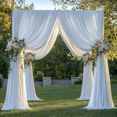 40FTx12FT White Wrinkle - Free Wedding Backdrop Curtain - Silky Washable White Polyester Drapes for Baby Showers, Birthday Parties, Photography, and Wedding Receptions - 8 Panels 5FTx12FT - Backdrop Bliss40FTx12FT White Wrinkle - Free Wedding Backdrop Curtain - Silky Washable White Polyester Drapes for Baby Showers, Birthday Parties, Photography, and Wedding Receptions - 8 Panels 5FTx12FT