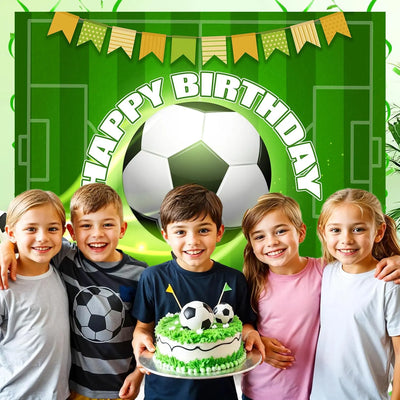 Football Happy Birthday Backdrop Banner Game Time Photography Background Fire Football Basketball Soccer Birthday Banner Decoration 7x5Ft Backdrop Bliss