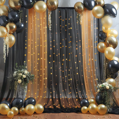 10x10ft Champagne Tulle Backdrop Curtain with Lights String for Parites, Sheer Backdrop Curtains for Wedding Baby Shower Birthday Party Photo Shoot Decorations - Backdrop Bliss10x10ft Champagne Tulle Backdrop Curtain with Lights String for Parites, Sheer Backdrop Curtains for Wedding Baby Shower Birthday Party Photo Shoot Decorations