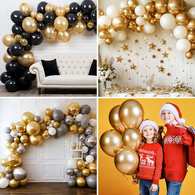 RUBFAC 135pcs Gold Balloons Different Sizes 18 12 10 5 Inch for Garland Arch, Latex Metallic Balloon for Birthday Graduation Party Wedding Decorations Backdrop Bliss