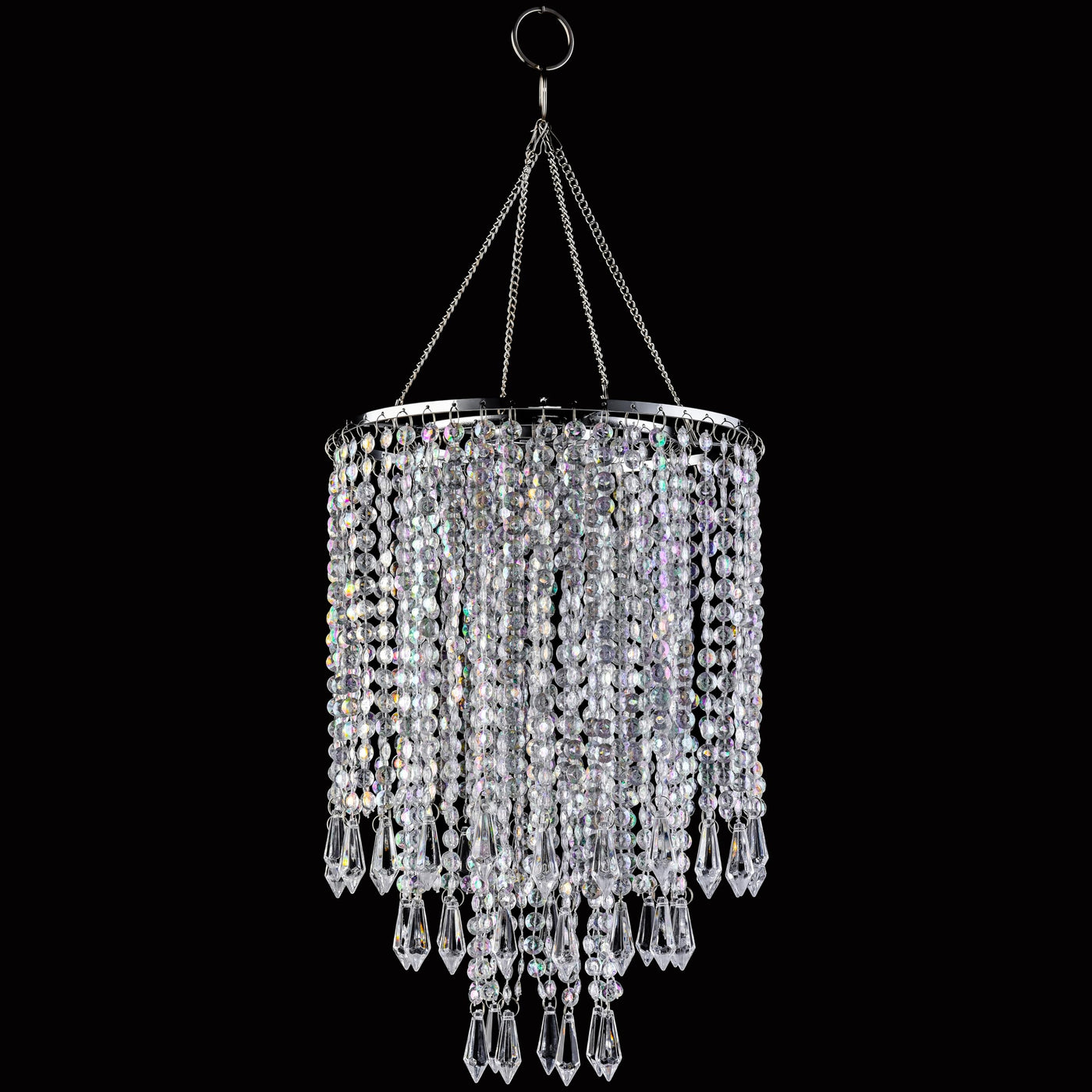 PAPAYA Modern Chrome Beaded Hanging Chandelier Shades (W8.7 x H13), Beads Pendant Shade with Acrylic Crystal, Ceiling Chandelier Beaded Lampshade for Wedding Party Event Home Decoration Backdrop Bliss