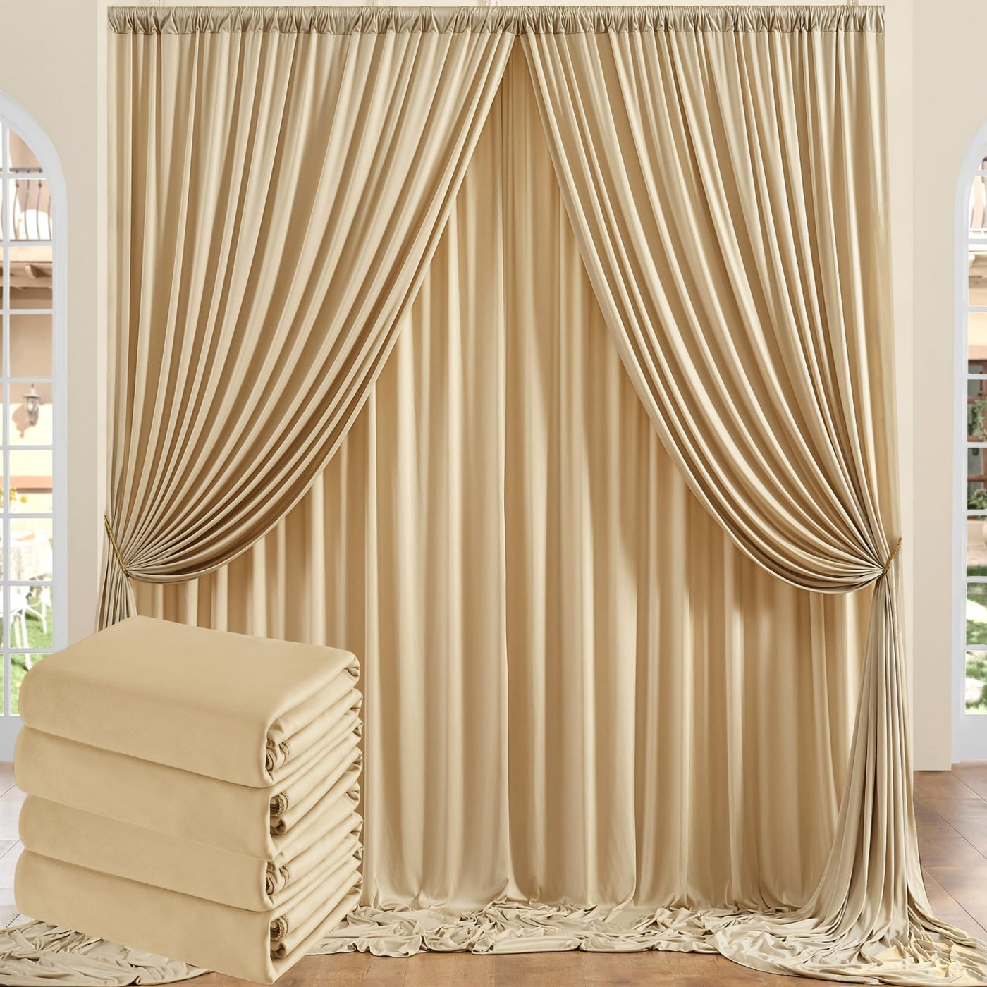 50 ft x 10 ft Wrinkle Free White Backdrop Curtain for Wedding Parties, Polyester Photo Backdrop Drapes for Baby Shower Birthday Party Backdrop Stand, Bulk Thick Background Curtains, 5x10FT 10 Panels - Backdrop Bliss50 ft x 10 ft Wrinkle Free White Backdrop Curtain for Wedding Parties, Polyester Photo Backdrop Drapes for Baby Shower Birthday Party Backdrop Stand, Bulk Thick Background Curtains, 5x10FT 10 Panels