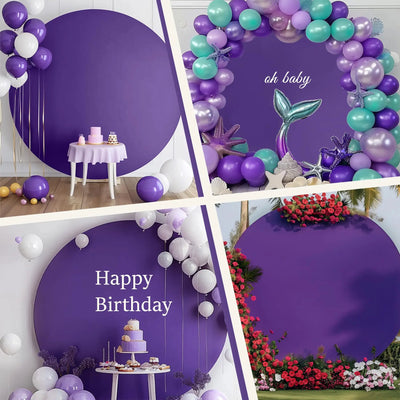 7.2FT Navy Blue Round Backdrop Cover for 5 to 7.2ft Circle Arch Stand - Haefoo Back to School Decoration Circle Backdrop Cover for Birthday, Wedding, Baby Shower Photography Background Party Decor Backdrop Bliss