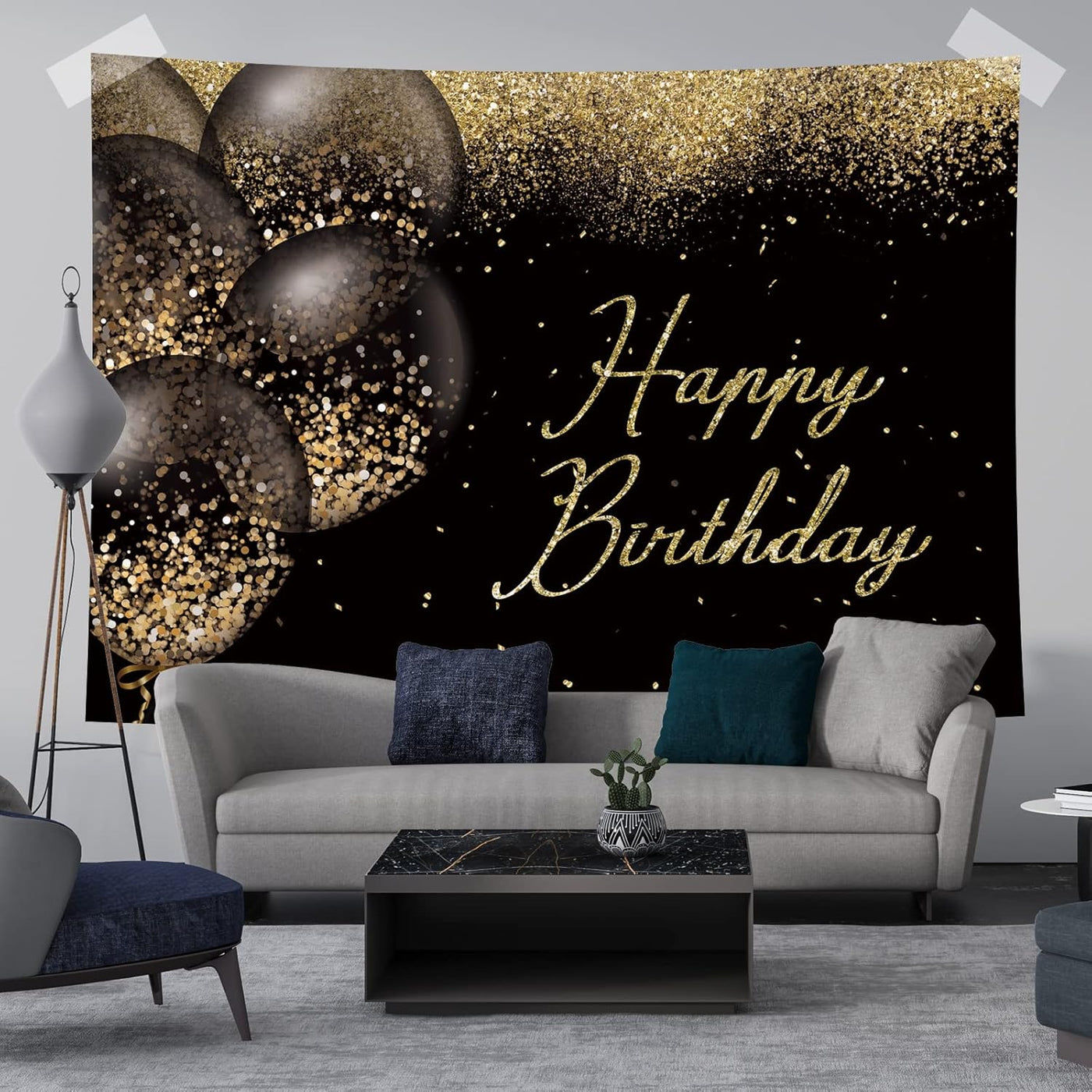 Happy Birthday Backdrop Black and Gold Glitter Bokeh Balloons Photography Background Birthday Party Golden Sparkle Bday Banner Decorations Supplies Photo Booth Studio Props Soft Fabric 7x5ft - Backdrop BlissHappy Birthday Backdrop Black and Gold Glitter Bokeh Balloons Photography Background Birthday Party Golden Sparkle Bday Banner Decorations Supplies Photo Booth Studio Props Soft Fabric 7x5ft