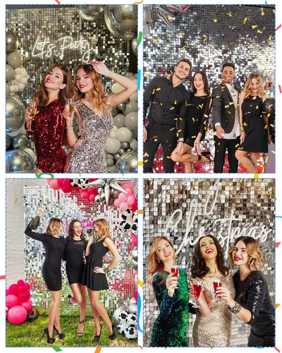 Pink Shimmer Wall Backdrop 24 Panels Cover 6 x 4 Ft, Photo Backdrops for Wedding,Anniversary,Birthday,Party Decoration Backdrop Bliss