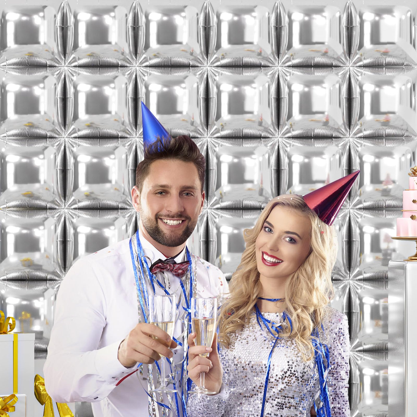 NISOCY 48PCS Green Square Foil Balloons Wall Backdrop Double Sided Green Balloons Tunnel Arch Kit for Baby Shower Birthday Anniversary Summer Party Decoration Backdrop Bliss