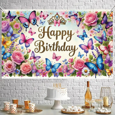 Happy Birthday Backdrop Banner Rose Gold Glitter Floral Photography Background for Women Girls Lady Wedding Baby Shower Birthday Supplies Photo Props Party Decorations Cake Table 6x4ft - Backdrop BlissHappy Birthday Backdrop Banner Rose Gold Glitter Floral Photography Background for Women Girls Lady Wedding Baby Shower Birthday Supplies Photo Props Party Decorations Cake Table 6x4ft