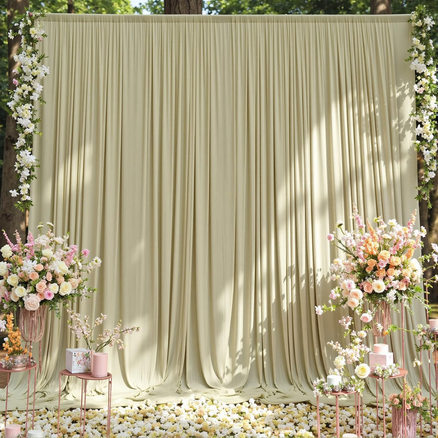 50 ft x 10 ft Wrinkle Free White Backdrop Curtain for Wedding Parties, Polyester Photo Backdrop Drapes for Baby Shower Birthday Party Backdrop Stand, Bulk Thick Background Curtains, 5x10FT 10 Panels - Backdrop Bliss50 ft x 10 ft Wrinkle Free White Backdrop Curtain for Wedding Parties, Polyester Photo Backdrop Drapes for Baby Shower Birthday Party Backdrop Stand, Bulk Thick Background Curtains, 5x10FT 10 Panels