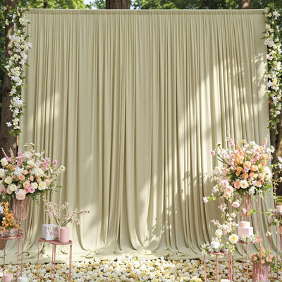 50 ft x 10 ft Wrinkle Free White Backdrop Curtain for Wedding Parties, Polyester Photo Backdrop Drapes for Baby Shower Birthday Party Backdrop Stand, Bulk Thick Background Curtains, 5x10FT 10 Panels - Backdrop Bliss50 ft x 10 ft Wrinkle Free White Backdrop Curtain for Wedding Parties, Polyester Photo Backdrop Drapes for Baby Shower Birthday Party Backdrop Stand, Bulk Thick Background Curtains, 5x10FT 10 Panels