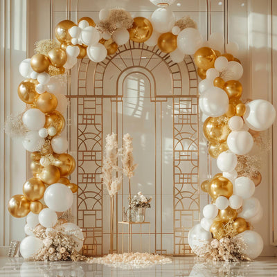 RUBFAC 135pcs Gold Balloons Different Sizes 18 12 10 5 Inch for Garland Arch, Latex Metallic Balloon for Birthday Graduation Party Wedding Decorations Backdrop Bliss