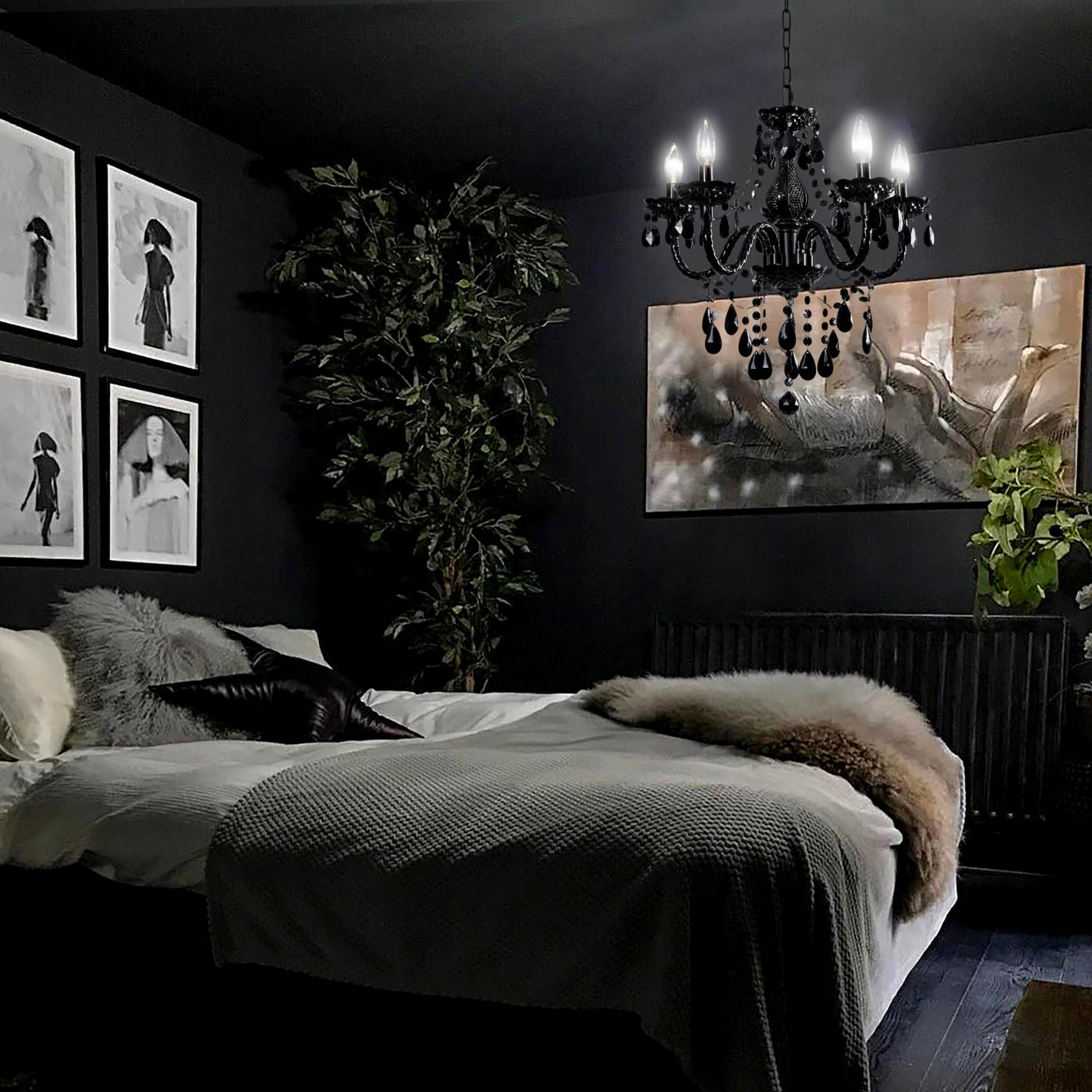 PAPAYA Modern Chrome Beaded Hanging Chandelier Shades (W8.7 x H13), Beads Pendant Shade with Acrylic Crystal, Ceiling Chandelier Beaded Lampshade for Wedding Party Event Home Decoration Backdrop Bliss